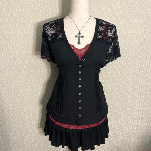 Goth ruffle top size xl - Picture 1 of 3
